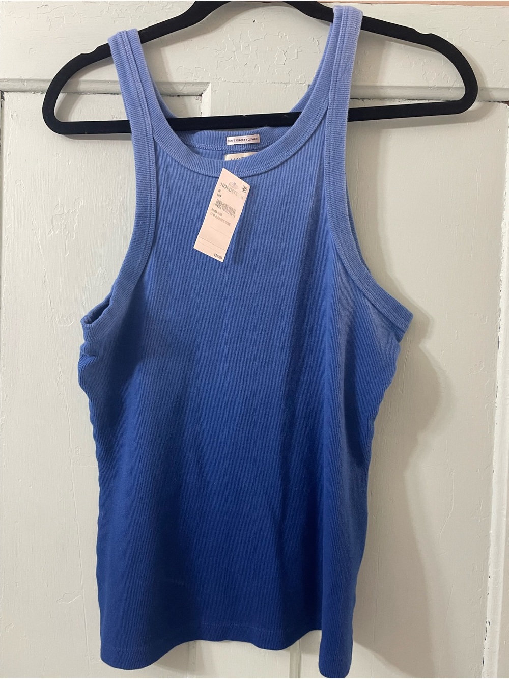 NWT MOTHER Blue Ribbed Tank Top - Picture 2 of 3